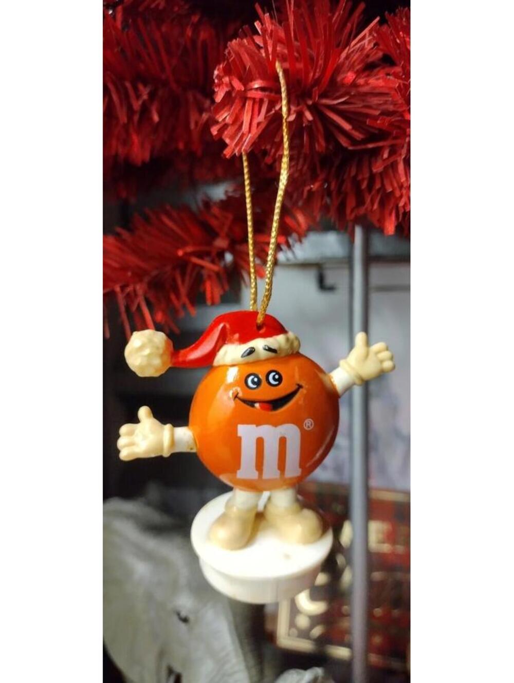 CHRISTMAS ORNAMENT M&M '88 Mars Inc. M&M'S Orange Santa Hat VINTAGE M&M's 1980s